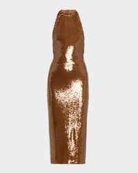 Sequined Halter Midi Dress