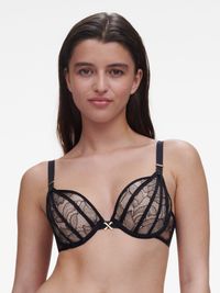 Chantelle X - Soutien-gorge coques push-up avec dentelle de leavers - Taille 100D - Noir