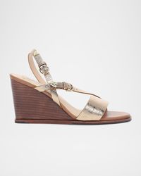 Rachel Metallic Buckle Wedge Sandals