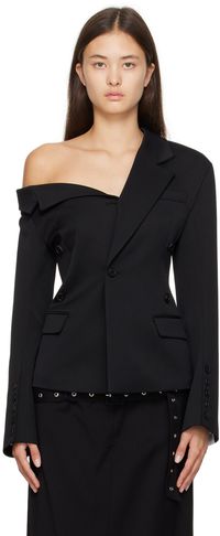 Rokh Black Asymmetric Collar Blazer