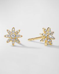 Petite Starburst Stud Earrings with Diamonds in 18K Gold, 7.5mm