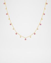 Nebula Star Charm Necklace in 18K Yellow Gold with Diamonds and Sapphires