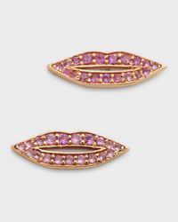 Pink Sapphire French Kiss Stud Earrings