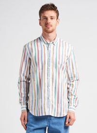 Homecore - Chemise col américain rayée en coton - Taille L - Rayé