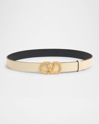 VLogo Signature Embellished Leather Belt, 30mm