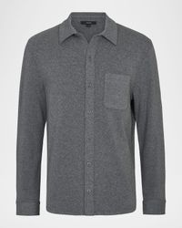 Men's Knit Cotton-Blend Button-Down Shirt