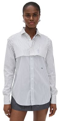 HOMMEGIRLS Long Sleeve Layered Shirt White Stripe S