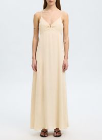 Selected - Robe longue Col V - Taille 42 - Beige