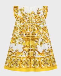 Girl's Maiolica-Print Dress, Size 4-6