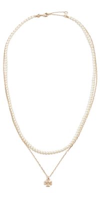 Tory Burch Kira Layered Necklace Tory Gold/Pearl One Size