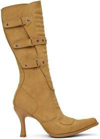 VETEMENTS Tan New Rock Edition Biker Heeled Boots
