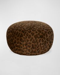 Leopard-Print Velvet Pouf
