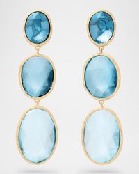 18K Yellow Gold Three-Stone Topaz Earrings