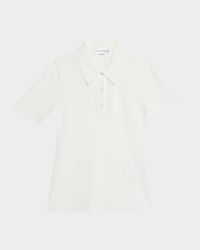 Pointelle Chevron Knit Polo Top