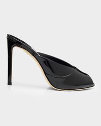 100mm Brigitte Patent Leather Mule Pumps