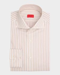 Men's Cotton and Linen Bengal Stripe Dress Shirt