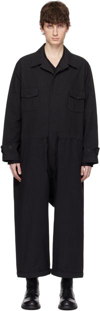 YOHJI YAMAMOTO Black Double Placket Jumpsuit