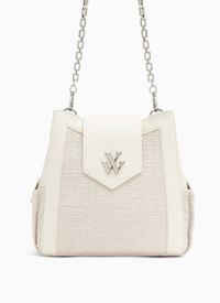 Vanessa Wu - Grand sac bourse en tweed - Taille Unique - Beige