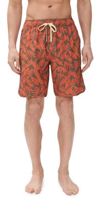Fair Harbor The Anchor Swim Trunks 8 Orange Leaves S