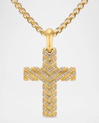 Men's Chevron Cross Enhancer in 18K Gold with Diamonds, 36mm