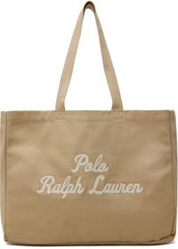 Polo Ralph Lauren Beige Embroidered Canvas Tote