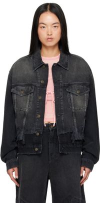 GUESS USA Black Distressed Denim Jacket
