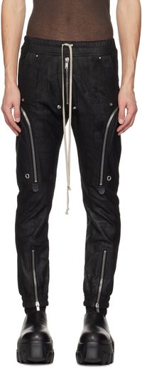 Rick Owens Pantalon cargo noir en cuir à poches Bauhaus - Porterville