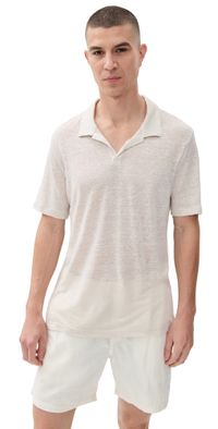 Onia Shaun Linen Polo Stone M