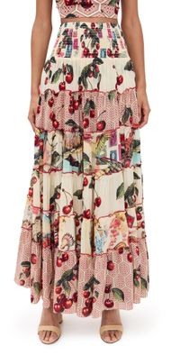 Camilla Silk Shirred Waist Tiered Circle Skirt Notes From The Road XS