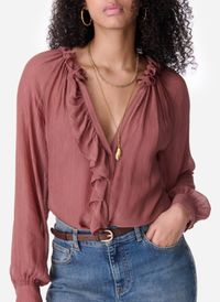 Vanessa Bruno - Blouse fluide à volants - Taille 44 - Rose