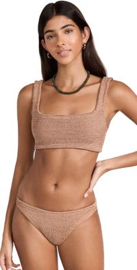 Hunza G Xandra Bikini Set Metallic Cocoa One Size