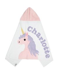 Personalized Unicorn Hooden Towel, White