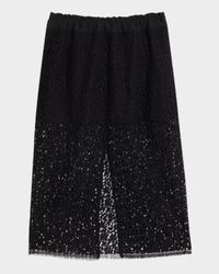 Lace Ruched Midi Skirt