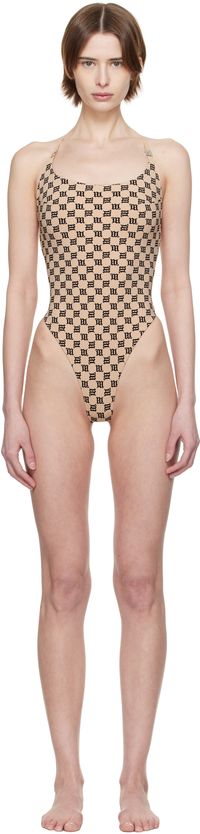 MISBHV Beige Monogram One-Piece Swimsuit
