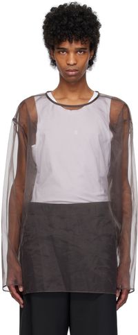 Dries Van Noten Brown Sheer Crew Neck Top