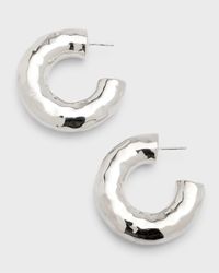 Hammered Medium Hoop Earrings in Sterling Silver