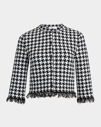Houndstooth Fringe Knit Cardigan