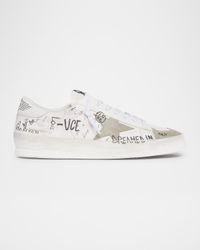 Men's Stardan Graffiti Leather Low-Top Sneakers