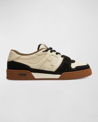 Men's Match Leather FF-Logo Low-Top Sneakers