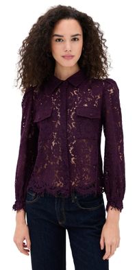 Generation Love Lina Lace Shirt Eggplant XS