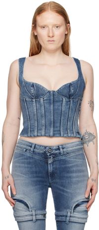 Off-White Débardeur de style bustier bleu en denim