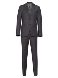Men's Single-Breasted Wool Suit - Grey - Size 48