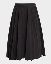 Hybrid Pleated Denim Midi Skirt