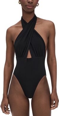Norma Kamali Cross Halter Mio One Piece Black M