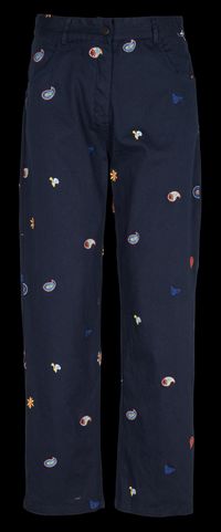 Acote - Jean brodé en coton mélangé - Taille 4 - Bleu
