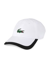 Men's Semi-Fancy Brim Logo Baseball Cap - White Black