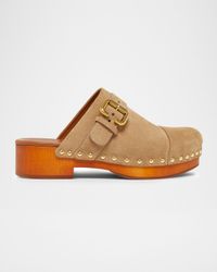 Jeannette Suede Buckle Clogs