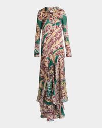 Floral Paisley Silk Organza Maxi Shirtdress