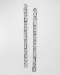 Cubic Zirconia Round and Emerald Bezel Vertical Earrings