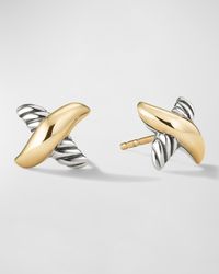 Petite X Stud Earrings in Silver & Gold